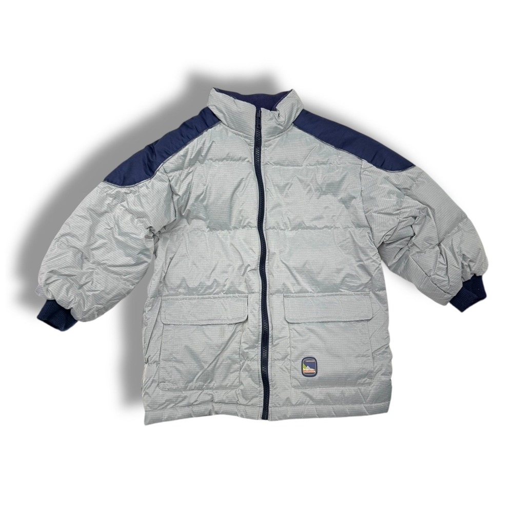 Gymboree Vintage 90s Gymsport Down Puffer Coat Kids Size L 4-5 Gray Navy‎ Winter